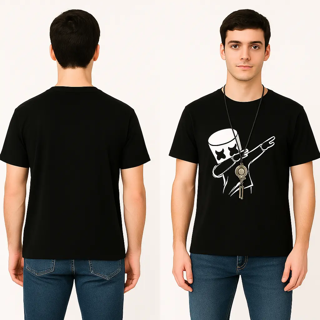 Black t shirt back and front [ T0022].webp