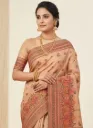 Elegant Beige Pashmina Cotton Saree with Traditional Multicolor Woven Border