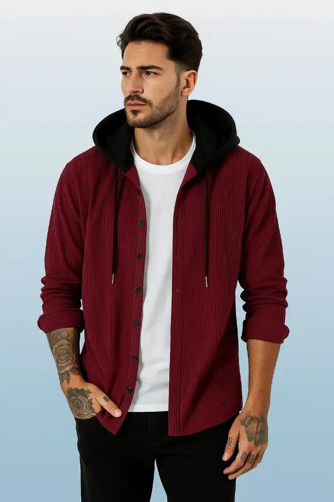 Men White and Maroon T-Shirt 