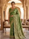 Royal Olive Green Heavy Banarasi Saree with Rich Zari Border
