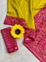 Royal Haldi Yellow Patola Silk Saree with Rani Pink Designer Border