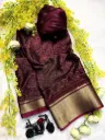 Women’s Maroon Banarasi Silk Saree with Rich Zari Border