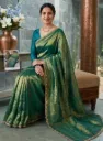 Elegant Teal Green Western Style Organza Saree with Designer Lace Border