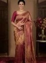Elegant Wine Pink Soft Western Saree with Golden Designer Border