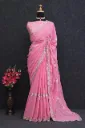 Elegant Baby Pink Georgette Saree with Sequins Embroidery Border