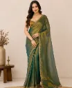Embellished Bollywood Tissue, Pure Silk Saree (Mustard)