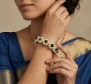 Emerald Solitaire Pearl Bracelet Set