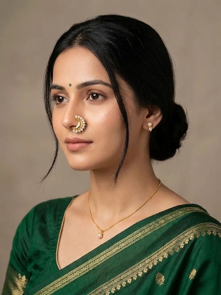 Crescent Pearl Nath Set