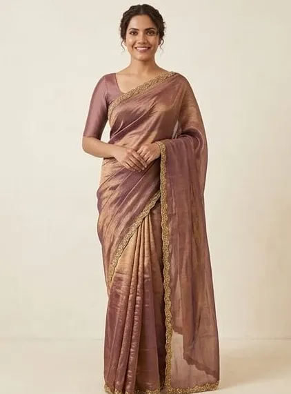 Mesmeric Brown Tissue Western Saree