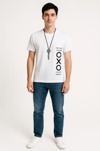 Printed Men White T-Shirt