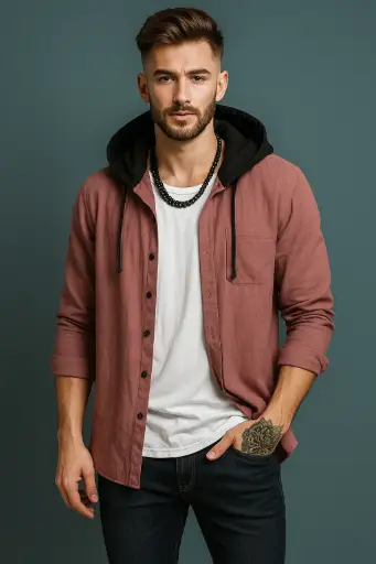 Men White and Pink T-Shirt 