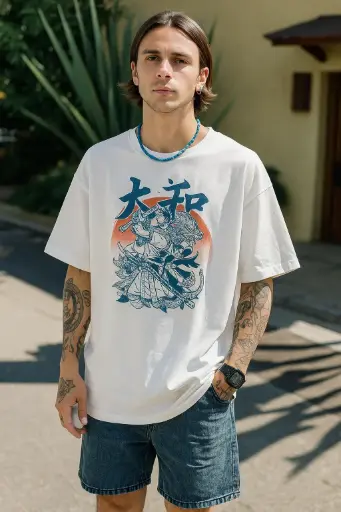 Graphic Print Men White T-Shirt 