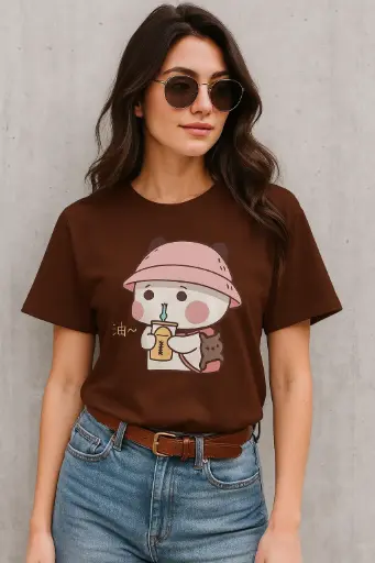 Printed Women Maroon Female T-Shirt