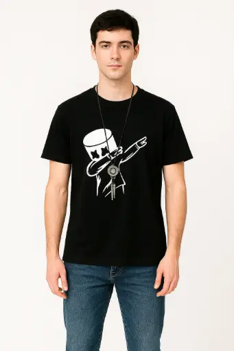 Printed Men Black T-Shirt